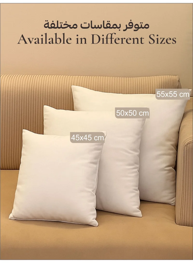 Donetella Cushion Insert 1-Piece 55x55 cm – Soft Brushed Microfiber Throw Pillow Insert, Fluffy & Supportive, Ideal for Sofa, Couch, Chair & Bed, White