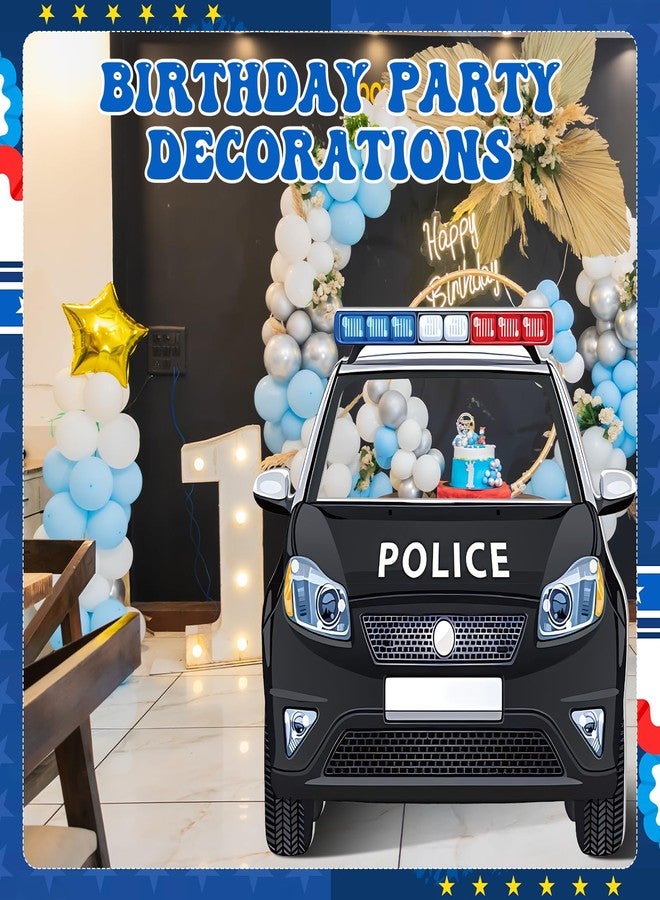 Jiytivity 51 Inches Large Police Car Cardboard Cutout Standup Photo Prop Police Theme Party Decoration for Birthday Baby Shower Party Supplies Retirement Graduation Decorations - Image 5