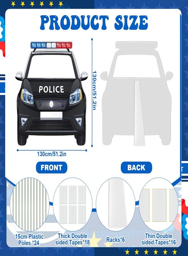 Jiytivity 51 Inches Large Police Car Cardboard Cutout Standup Photo Prop Police Theme Party Decoration for Birthday Baby Shower Party Supplies Retirement Graduation Decorations - Image 2