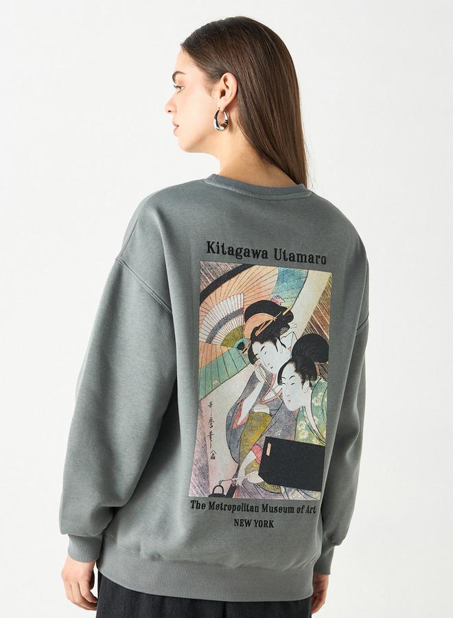 اس بي كاركترز سويت شيرت بياقة ضيقة وأكمام طويلة وطبعات جرافيك - Image 3