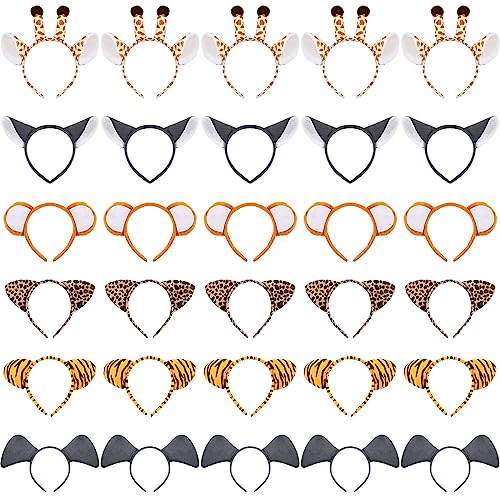 Kigeli 30 Pcs Jungle Animal Safari Ears Headbands for Hair Hoops One Birthday Easter Costumes Dressup Party Favors SuppliesWoodland Animal - Image 1