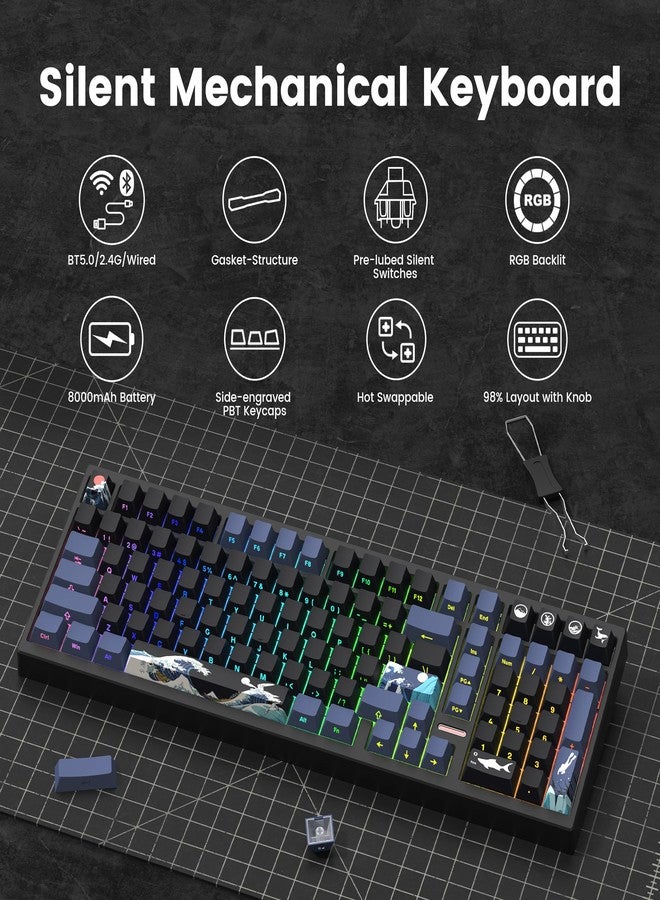 Rainy75 Wireless Gaming Keyboard QMK/VIA, Mechanical Keyboard, Bluetooth 5.0/2.4GHz/USB-C Wired Programmable Keyboard - Image 2