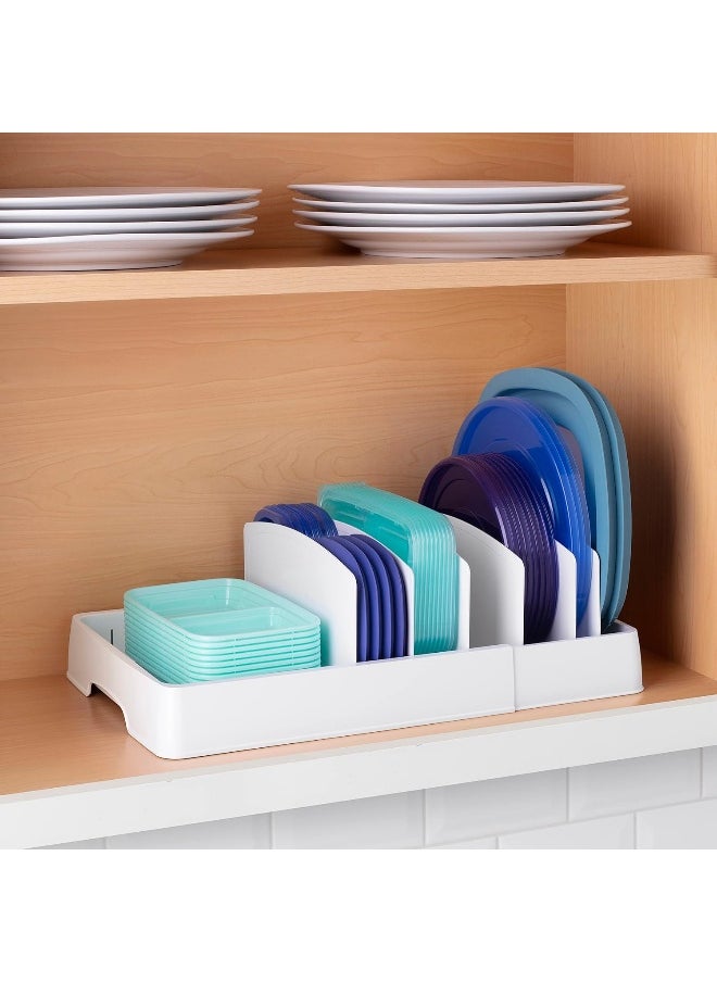 YouCopia YouCopia StoraLid Food Container Lid Organizer, Expandable With Tall Dividers, BPA-Free Adjustable Plastic Lid Storage For Kitchen Cabinet And Drawer Organization, White  - Image 5