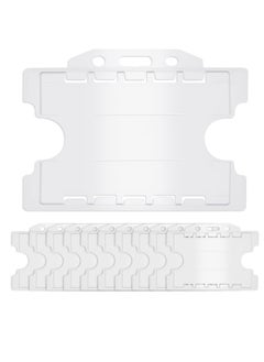 Double Sided ID Card Holders, 10pcs Open Faced ID Badge Holder Dual Identity Plastic Pass Protector ID Card Badge Holders with Lanyard Hole for Office, School