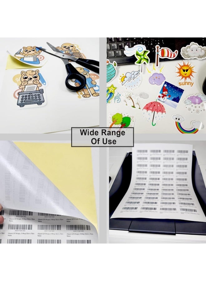 BJM A4 Sticker Paper 100 Sheets, Self-Adhesive Glossy White Sticker Printer Paper, Waterproof Double Layer for Inkjet/Laser Printer | Photo Paper, Shipping Labels, DIY, Office Use - Image 4