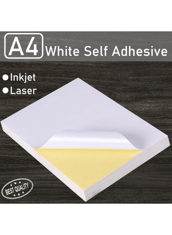 BJM A4 Sticker Paper 100 Sheets, Self-Adhesive Glossy White Sticker Printer Paper, Waterproof Double Layer for Inkjet/Laser Printer | Photo Paper, Shipping Labels, DIY, Office Use - Image 3