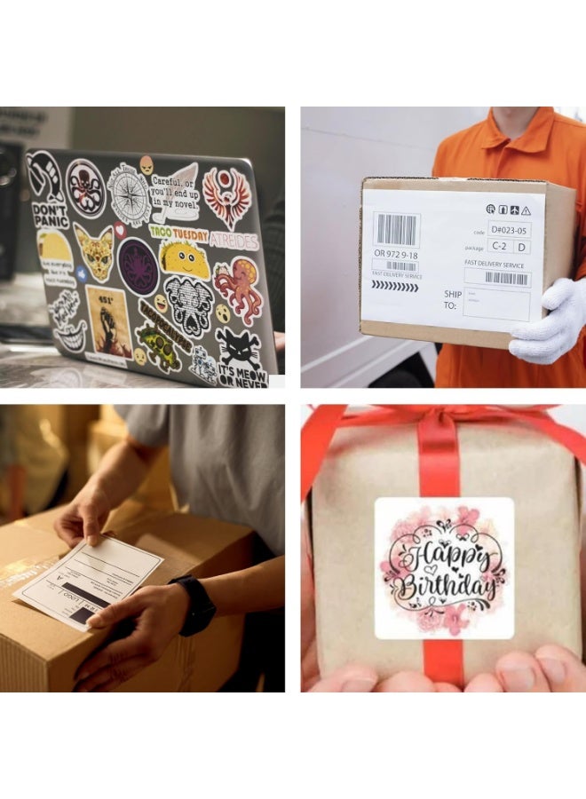 BJM A4 Sticker Paper 100 Sheets, Self-Adhesive Glossy White Sticker Printer Paper, Waterproof Double Layer for Inkjet/Laser Printer | Photo Paper, Shipping Labels, DIY, Office Use - Image 5