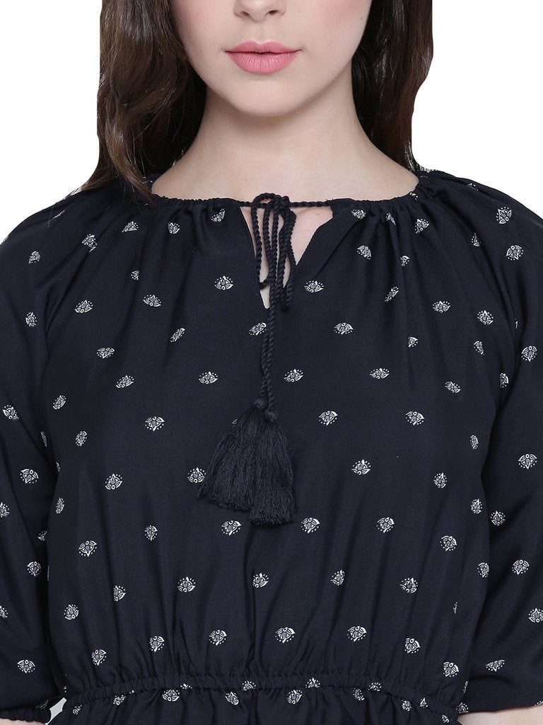 Sera Synthetic a-line Dress (LA2355_Navy_Small) - Image 4