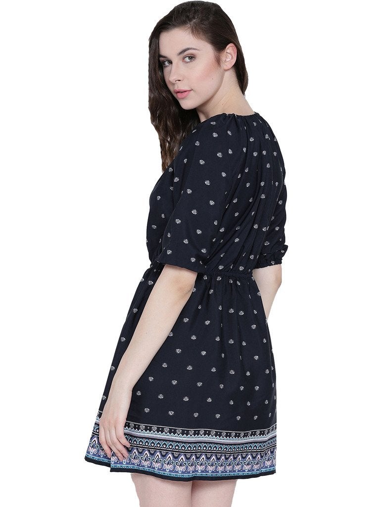 Sera Synthetic a-line Dress (LA2355_Navy_Small) - Image 3