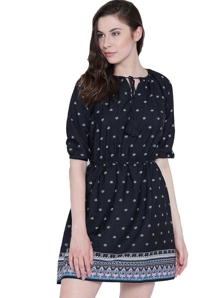 Sera Synthetic a-line Dress (LA2355_Navy_Small) - Image 5