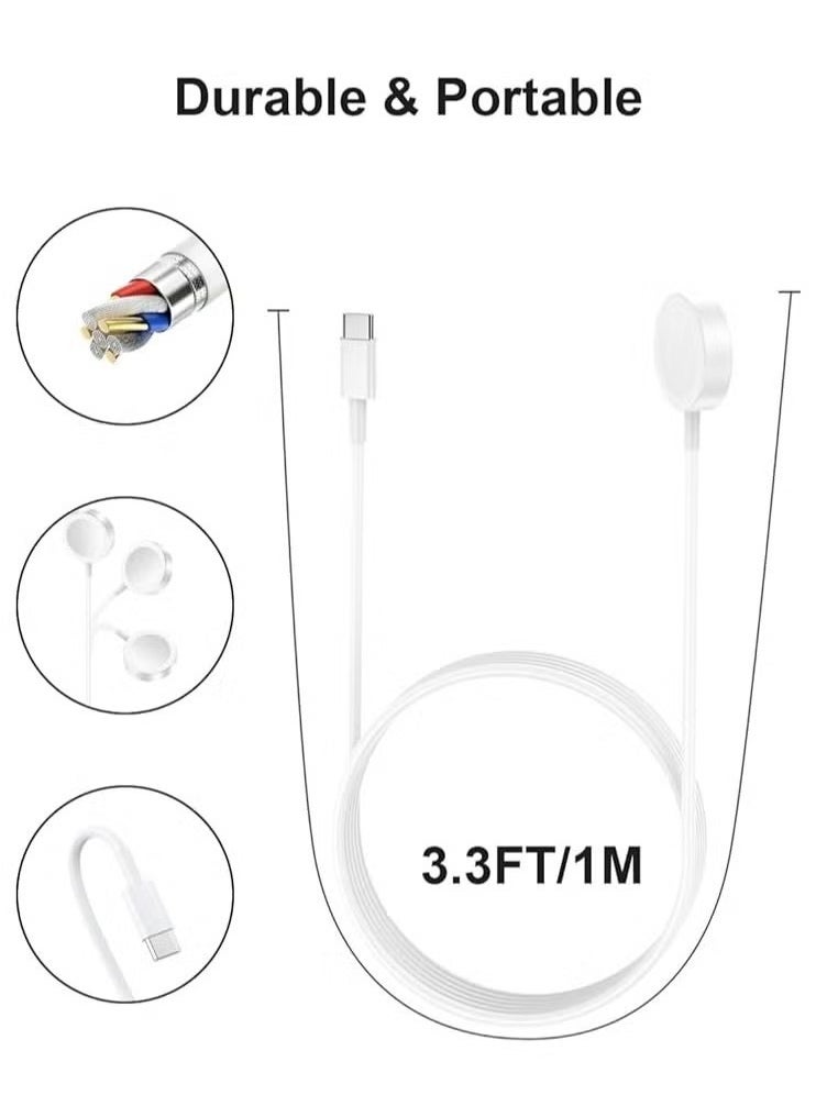 ماركة غير محددة سلك شاحن ساعة USB C سريع الشحن متوافق مع ساعة Apple، كابل شحن ساعة مغناطيسي متوافق مع سلسلة الساعات 9/8/7/Ultra/Ultra2/SE2/6/5/4/3/2/1/SE1، سلك من النوع C، 1 م  - Image 3