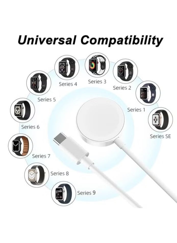 ماركة غير محددة سلك شاحن ساعة USB C سريع الشحن متوافق مع ساعة Apple، كابل شحن ساعة مغناطيسي متوافق مع سلسلة الساعات 9/8/7/Ultra/Ultra2/SE2/6/5/4/3/2/1/SE1، سلك من النوع C، 1 م  - Image 2