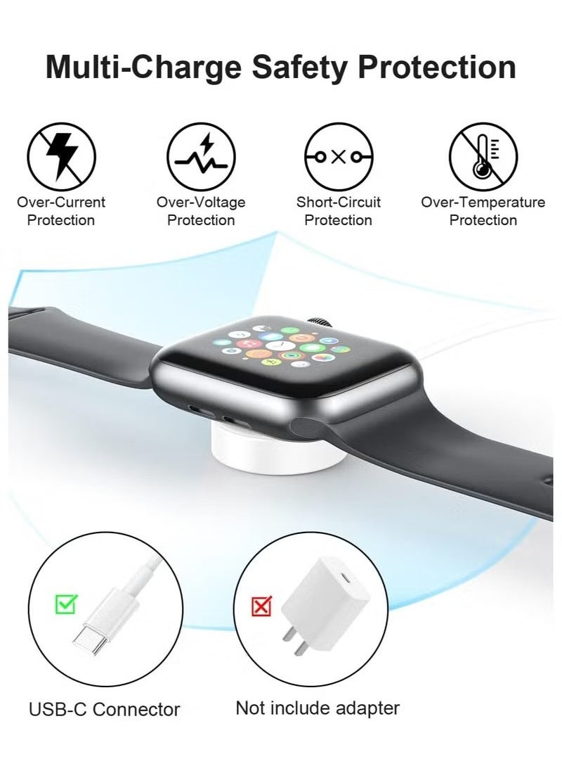 ماركة غير محددة سلك شاحن ساعة USB C سريع الشحن متوافق مع ساعة Apple، كابل شحن ساعة مغناطيسي متوافق مع سلسلة الساعات 9/8/7/Ultra/Ultra2/SE2/6/5/4/3/2/1/SE1، سلك من النوع C، 1 م  - Image 4