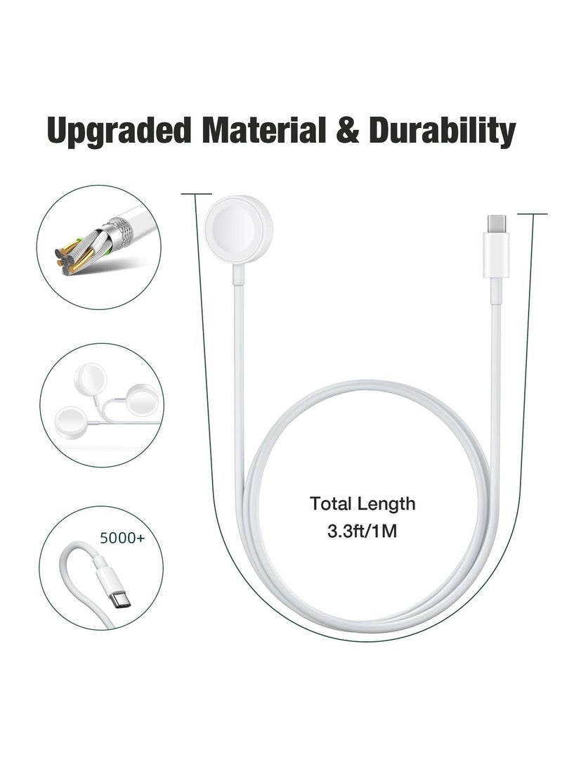 Hicomony Fast Charging USB C Watch Charger Cord Compatible for Apple Watch, Magnetic Watch Charging Cable Compatible for Watch Series 9/8/7/Ultra/Ultra2/SE2/6/5/4/3/2/1/SE1, Type C Cord, 1M  - Image 3