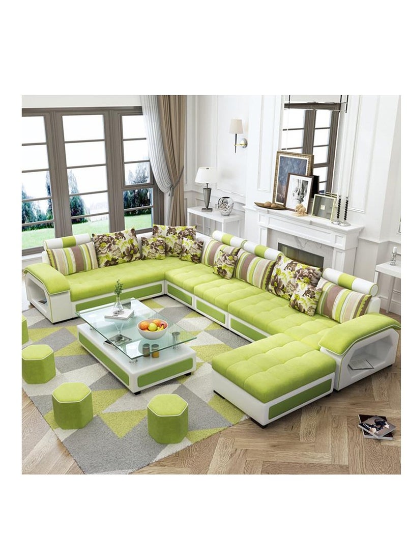 Ripple FURNITURE Modern Couch U Shaped Fabric Living Room Furniture Chaise Lounge Recliner Sectional L Shape Corner Sofa Sets, Green 398X93X40  - Image 1