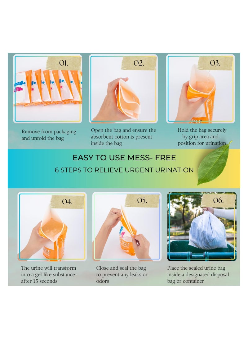 KASTWAVE Disposable Urinal Bags, Portable Camping Pee Bags, Travel Pee Bags, Traffic Jam Emergency Portable Urine Bags, and Vomit Bags, for Men Women Kids Children Patients (12 Pcs Yellow) - Image 5