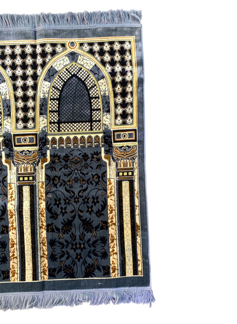  كوثر سجادة صلاة عائلية إسلامية من KAWSAR، تتسع لـ 4 أشخاص + مكان للإمام، سجادة صلاة مخملية كبيرة بتصميم هندسي مزخرف، تتضمن سجادة صلاة فردية مجانية - Image 3