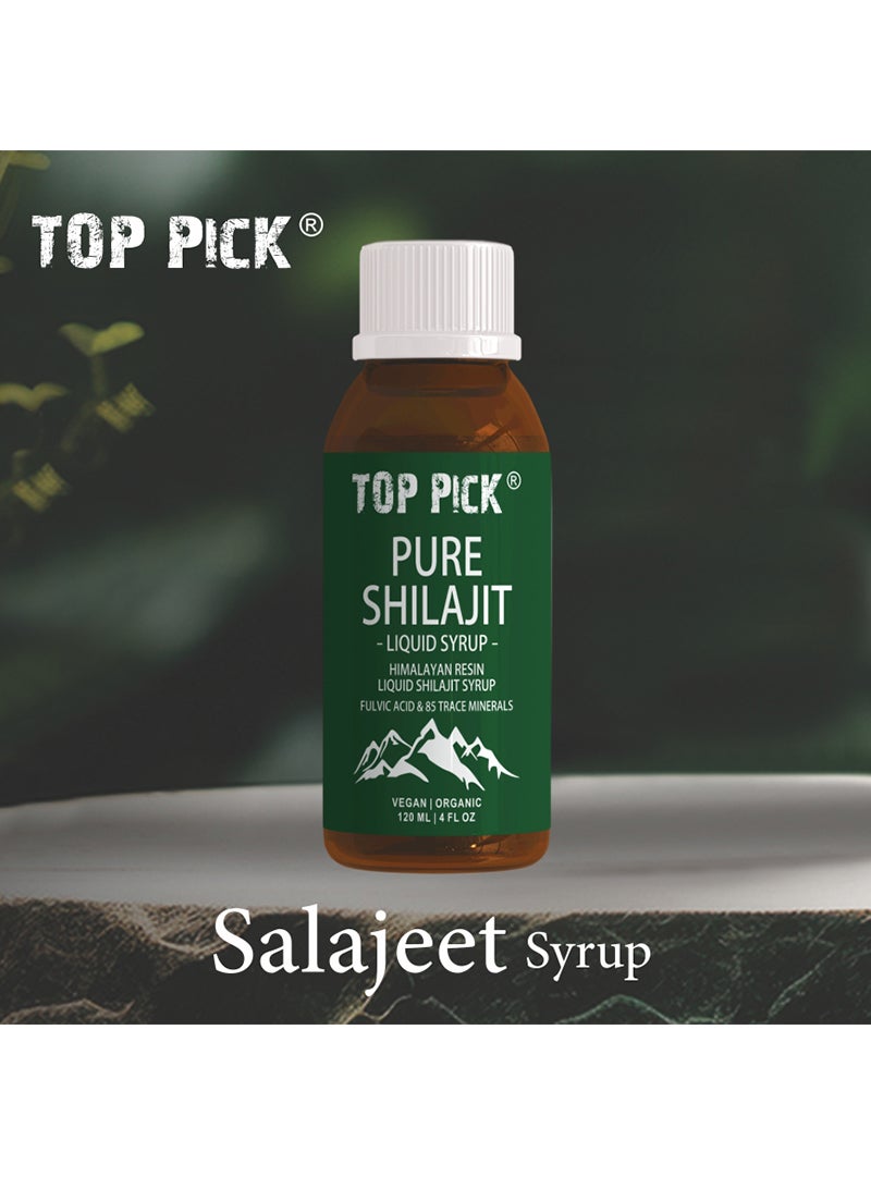 Top Pick 100% Natural Himalayan Shilajit Liquid Syrup, Rich in Fulvic Acid & Trace Minerals, 120ml