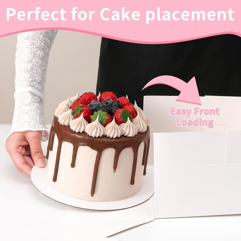 CHENZEM 56 Pcs 10x10x5 Inches Cake Boxes with Window,28pcs White Boxes and 28pcs Boards, 10 Inch Cake Box, with Lids for Valentine's Day Mother's Day Cheesecake, Cakesï¼ˆ10 * 10 * 5inch/56pcs - Image 3