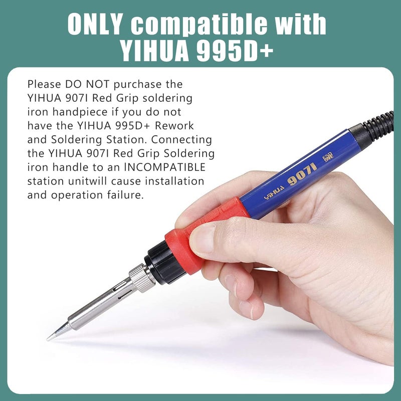 Yihua يهوى 907I مقبض لحام بديل مع قبضة حمراء لمحطة إعادة العمل واللحام يهوى 995D - Image 2