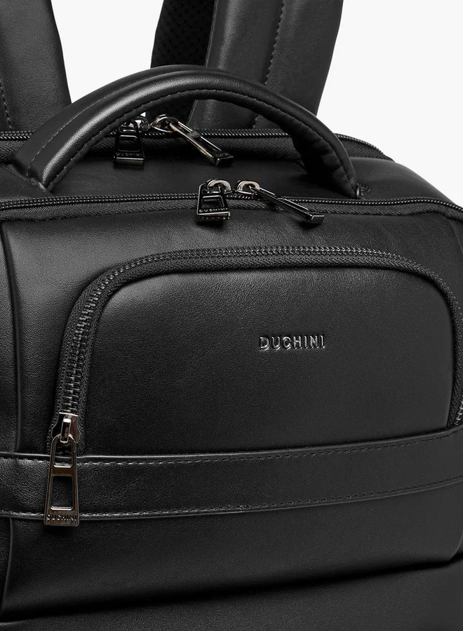 DUCHINI Solid Backpack with Adjustable Straps and Zip Closure - 31x43x17 cm