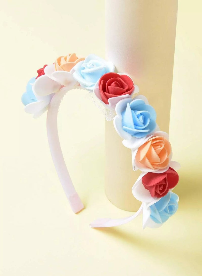 طوق شعر مزين بالزهور للبنات  - Image 1