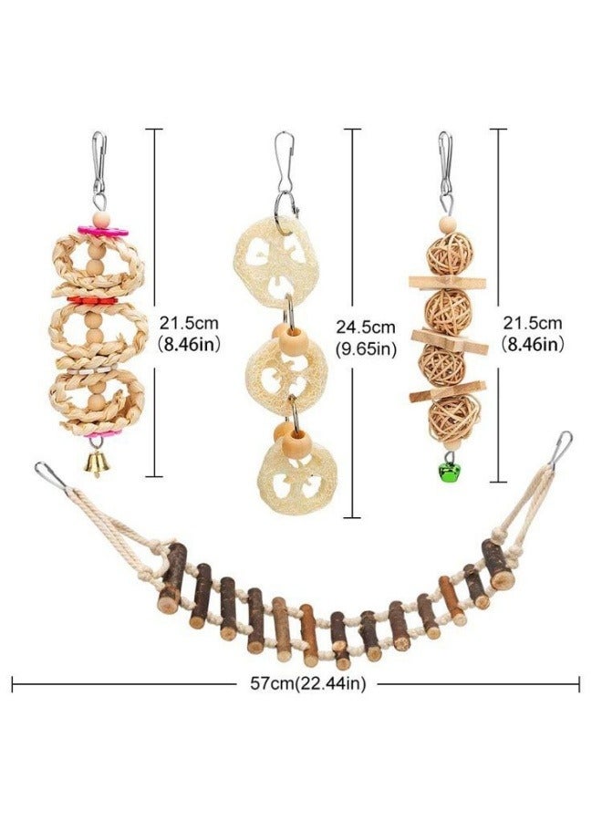 general Parrot biting toy small and medium-sized bird toy log swing ring bell string log soft ladder house staircase 8-piece set - Image 2