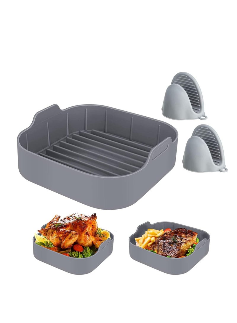 SYOSI Air Fryer Silicone Pot 2 Pieces Mini Oven Gloves Insert Bowl Replacement of Parchment Paper Liners Food Safe Reusable Basket Non-Stick 8-inch  - Image 1