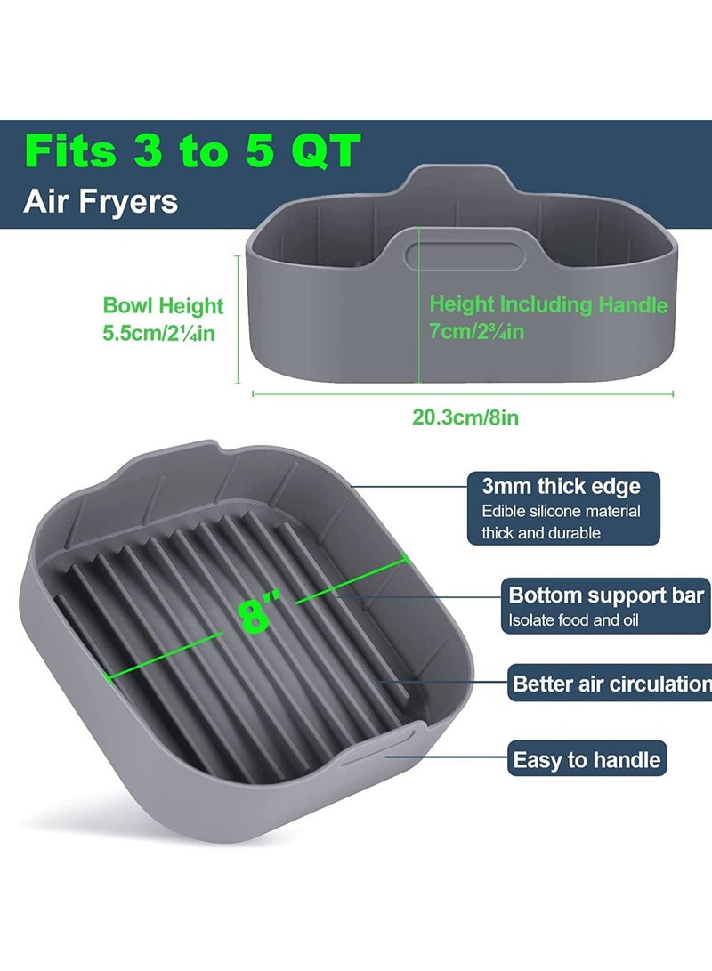 SYOSI Air Fryer Silicone Pot 2 Pieces Mini Oven Gloves Insert Bowl Replacement of Parchment Paper Liners Food Safe Reusable Basket Non-Stick 8-inch  - Image 3