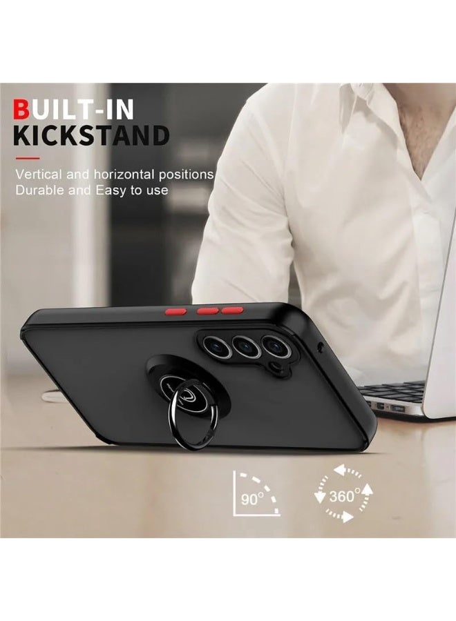 Case for Samsung Galaxy A05s Case Cover Metal Ring Holder Grip Kickstand Car Magnetic Mount Shockproof Matte Hard Back Bumper Case for Samsung Galaxy A05S 2023 Black - Image 3