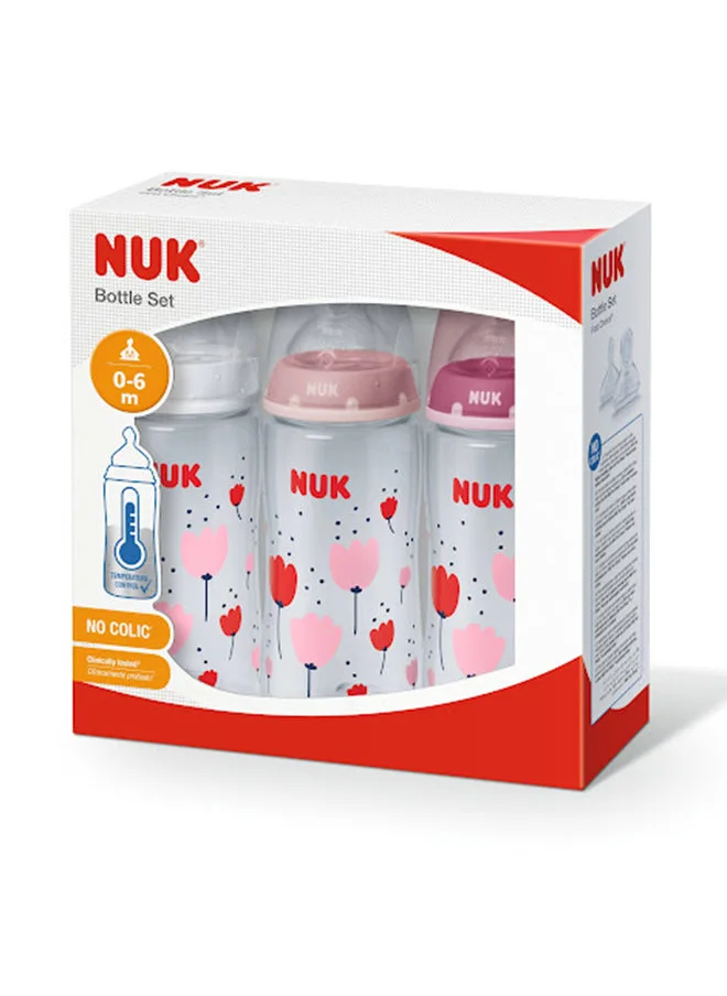 NUK FC Bottle Set Silicone Teat Orthodontic Anti-Colic 0-6