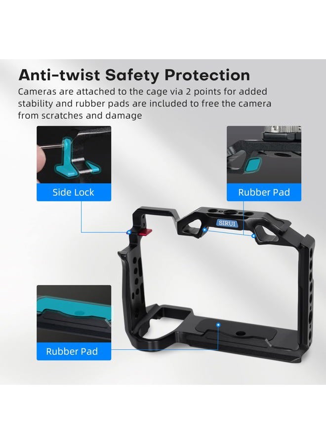 SIRUI S5II S5IIX G9 II Camera Cage with Top Handle, Full Cage for Panasonic LUMIX S5II S5IIX G9 II with Built-in Plate for Arca, NATO Rail, Cold Shoe, Multi Threads, Wrist Strap - Image 5