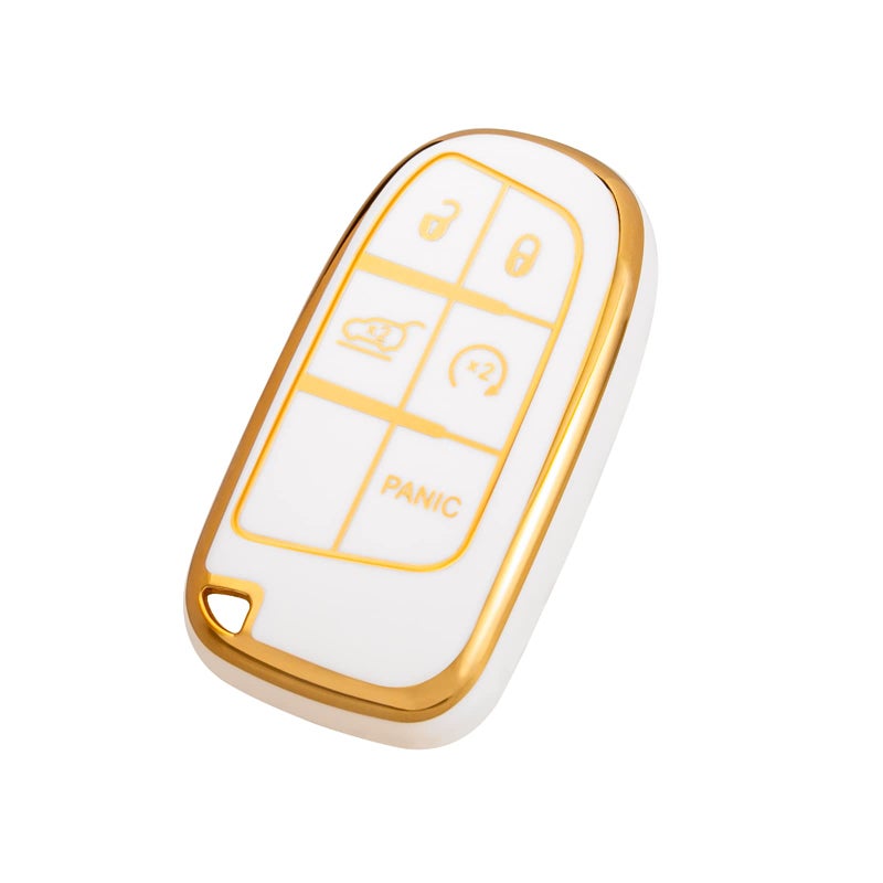 غطاء مفتاح سيارة OFFCURVE لدودج جيب غطاء مفتاح السيارة لحافظة مفتاح دودج تشارجر تشالنجر دارت جورنيو دورانغو غراند كارافان رام كرايسلر 200 300 مفتاح ذكي ملحقات السيارة حامل واقي أبيض