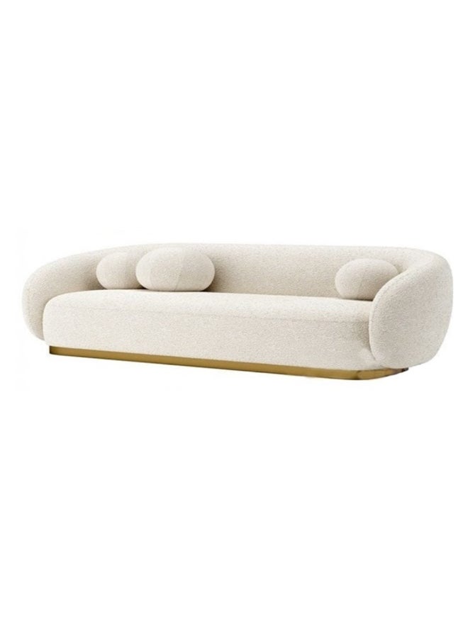 Homzmart Swedish Wood and Boucle 3 Seaters sofa - Off-white  - Image 1