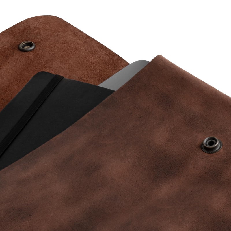 Hide & Drink, Vintage Folder Document Holder, File Case, A5 Binder, Envelope Portfolio, Full Grain Leather, Handmade, Bourbon Brown - Image 3