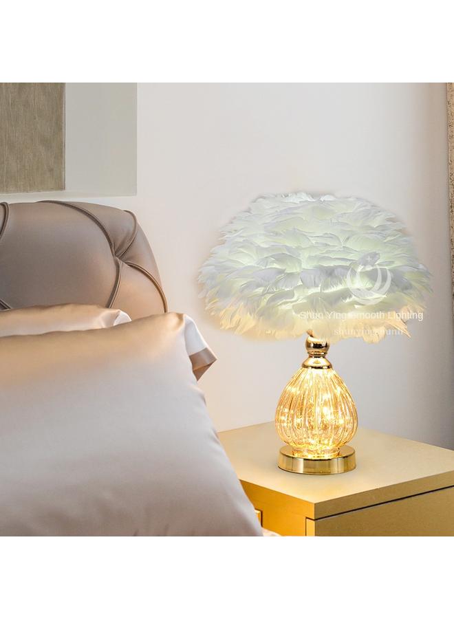 Bluejw New Ins Style Living Room Table Lamp Cute Girl LED Bedroom Bedside Lamp Fashion Creative Internet Famous Feather Lamp - Image 3