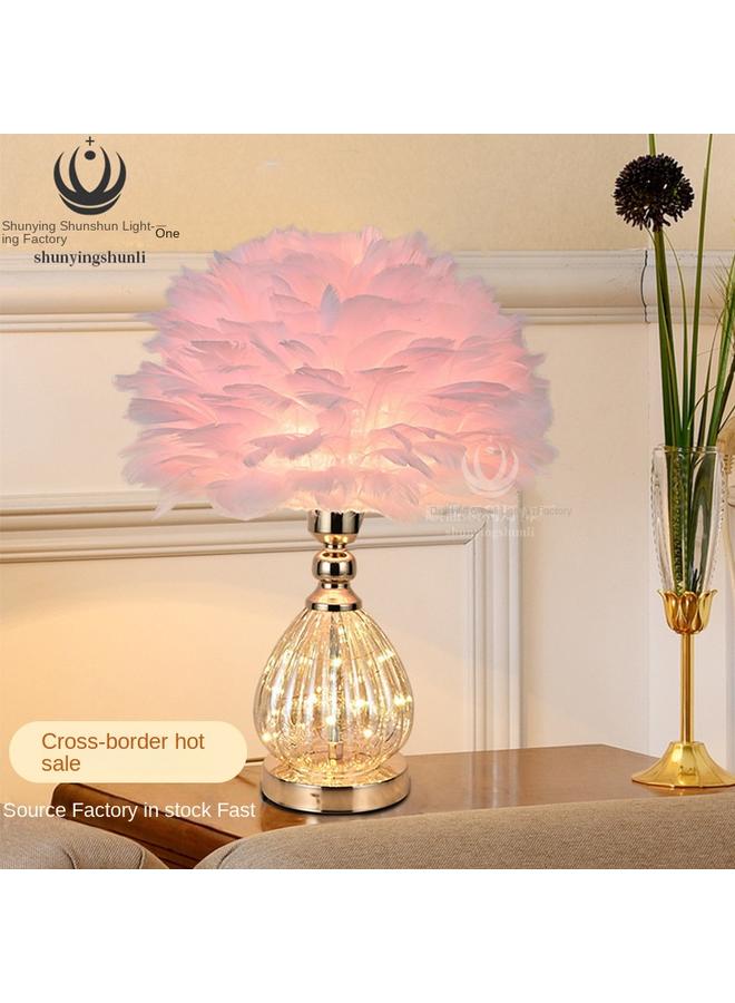 Bluejw New Ins Style Living Room Table Lamp Cute Girl LED Bedroom Bedside Lamp Fashion Creative Internet Famous Feather Lamp - Image 2