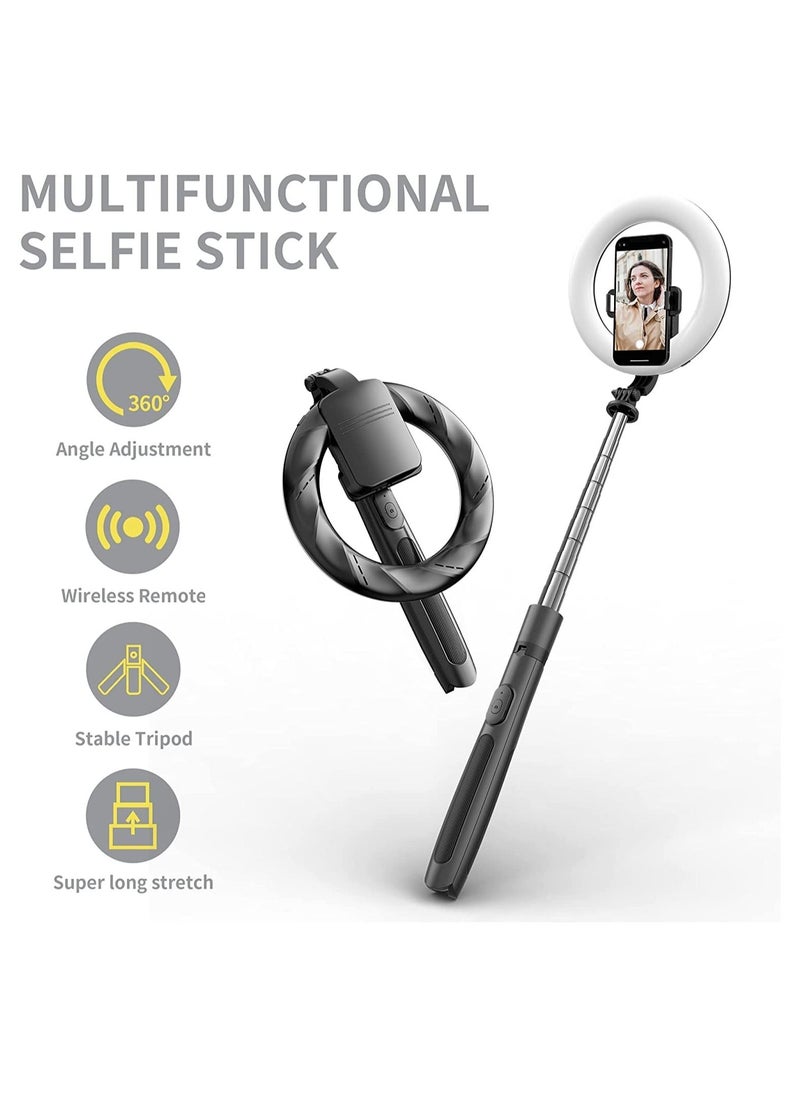 Selfie Ring Light with Tripod Stand & Phone Holder Battery, Rechargeable versionLED Dimmable Ring Light for Live Stream/Makeup/YouTube Video/Photography, Compatible with iOS/Android