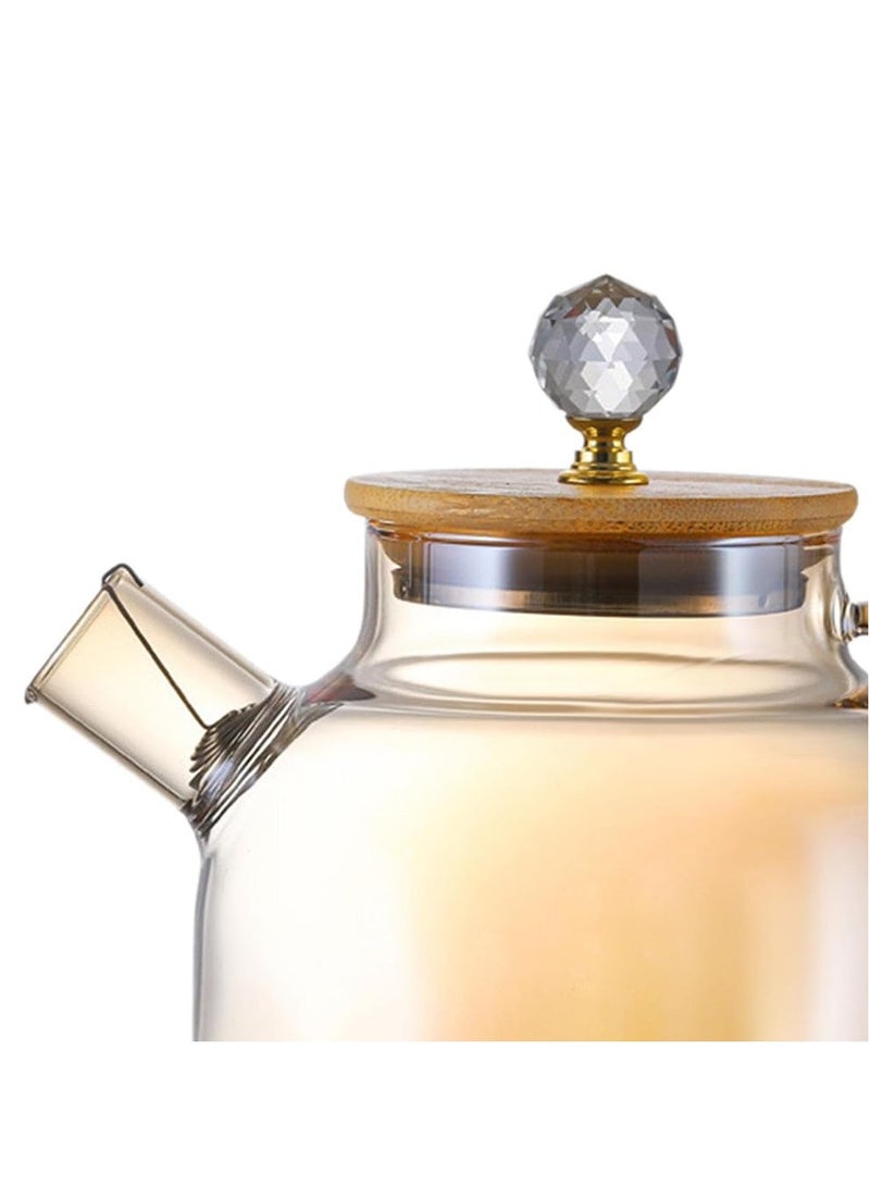 1000ml Glass Teapot with Bamboo Lid, Stovetop Safe Borosilicate Teapot, Glass Water Kettle with Infuser Stainless Steel Heat Resistant  - Image 4