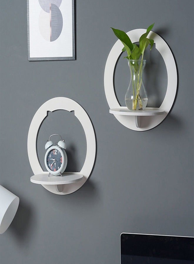 Raffine 2 Piece Wall Shelf Punch Free Bedside Display Stand Flower Pot Holder - Image 1