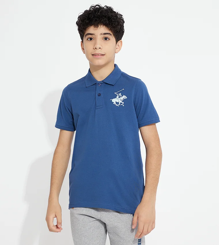 بيفرلي هيلز بولو كلوب تيشيرت بولو بأكمام قصيرة مطرز بشعار