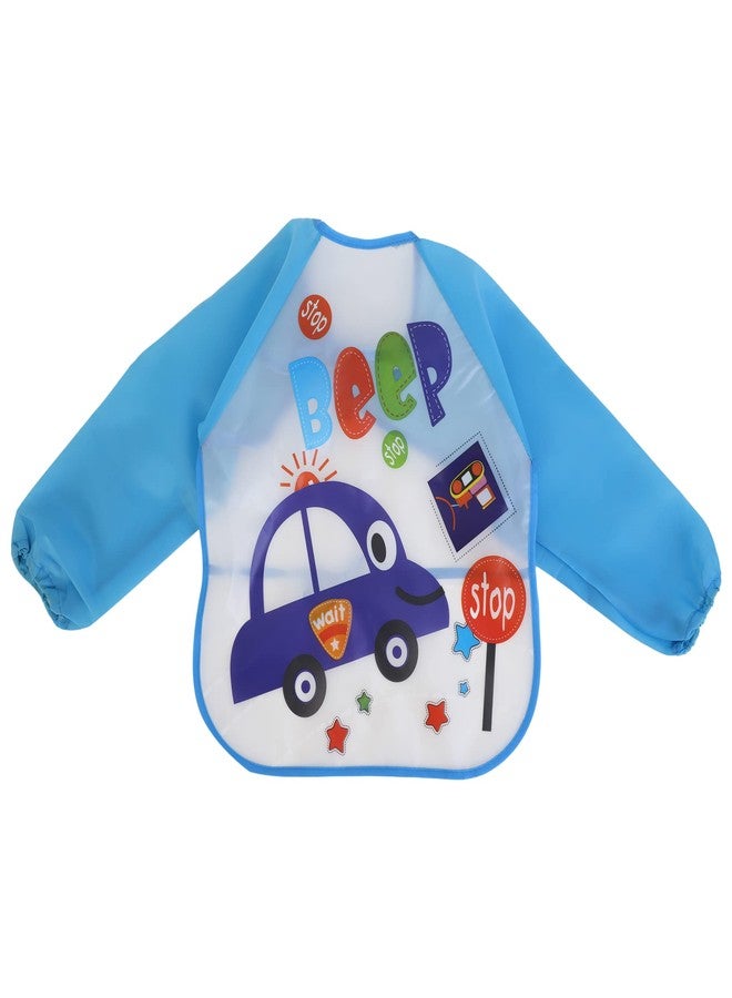 Da Anushi Cartoon Printed Full Sleeves Washable Waterproof Apron Feeding Bibs For Babies,Toddlers & Infants (6 Months to 5 Years), Comfortable Soft Baby Bibs Keep Stains Off! (Light Blue) - Image 1