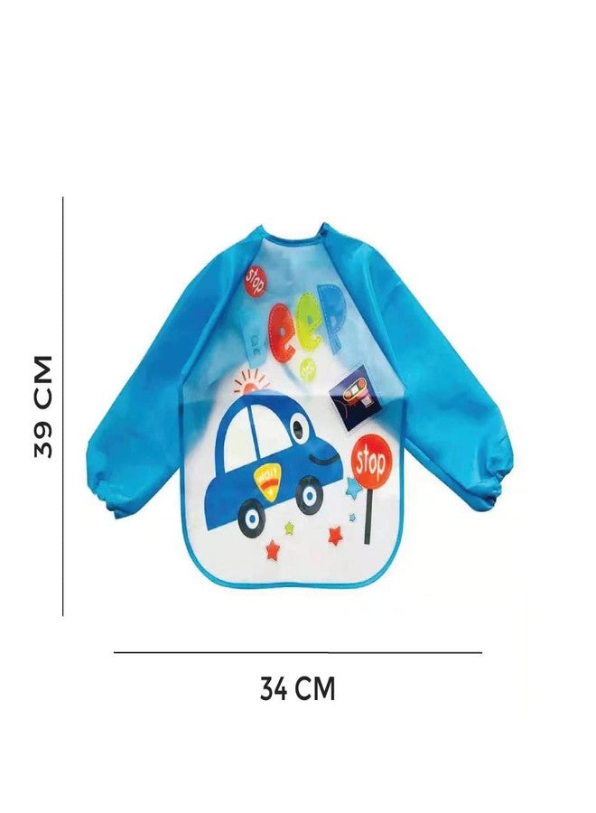 Da Anushi Cartoon Printed Full Sleeves Washable Waterproof Apron Feeding Bibs For Babies,Toddlers & Infants (6 Months to 5 Years), Comfortable Soft Baby Bibs Keep Stains Off! (Light Blue) - Image 5