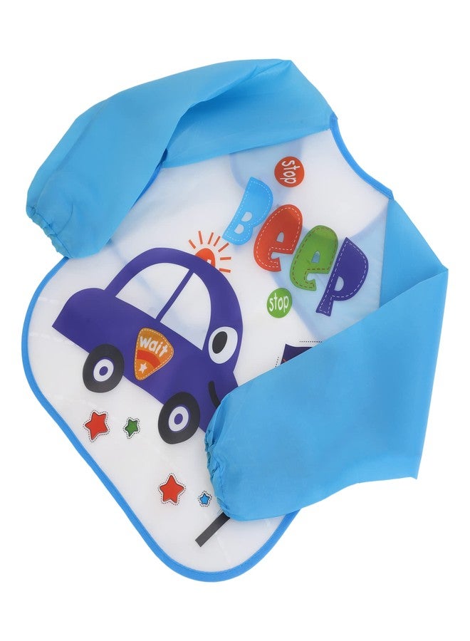 Da Anushi Cartoon Printed Full Sleeves Washable Waterproof Apron Feeding Bibs For Babies,Toddlers & Infants (6 Months to 5 Years), Comfortable Soft Baby Bibs Keep Stains Off! (Light Blue) - Image 4
