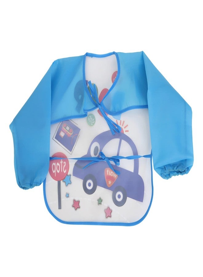Da Anushi Cartoon Printed Full Sleeves Washable Waterproof Apron Feeding Bibs For Babies,Toddlers & Infants (6 Months to 5 Years), Comfortable Soft Baby Bibs Keep Stains Off! (Light Blue) - Image 2