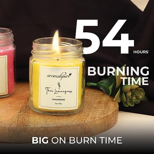 Aromahpure Scented Candle 54x 2Hours|Thai Lemongrass- Lemongrass, Twist- Rose & Geranium Scented Candle |100% Soy Wax, Smokeless Candle|Pack of 2|Long Lasting Candles| for Home D�cor - Image 5