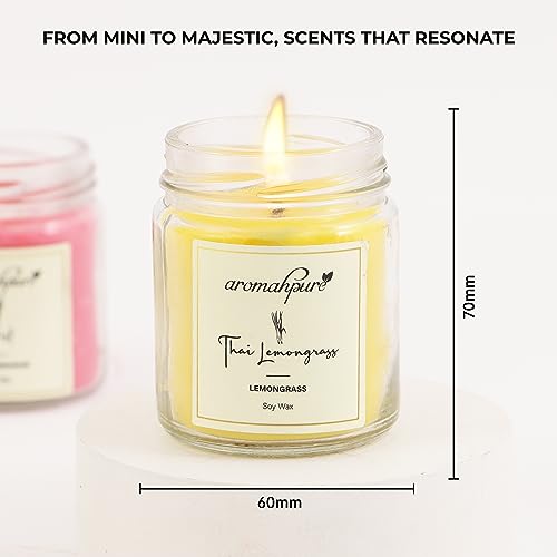 Aromahpure Scented Candle 54x 2Hours|Thai Lemongrass- Lemongrass, Twist- Rose & Geranium Scented Candle |100% Soy Wax, Smokeless Candle|Pack of 2|Long Lasting Candles| for Home D�cor - Image 2