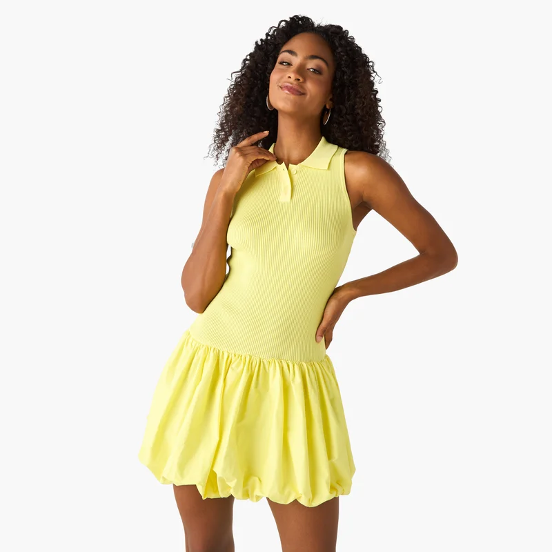2Xtremz 2Xtremz Ribbed Sleeveless Balloon Dress