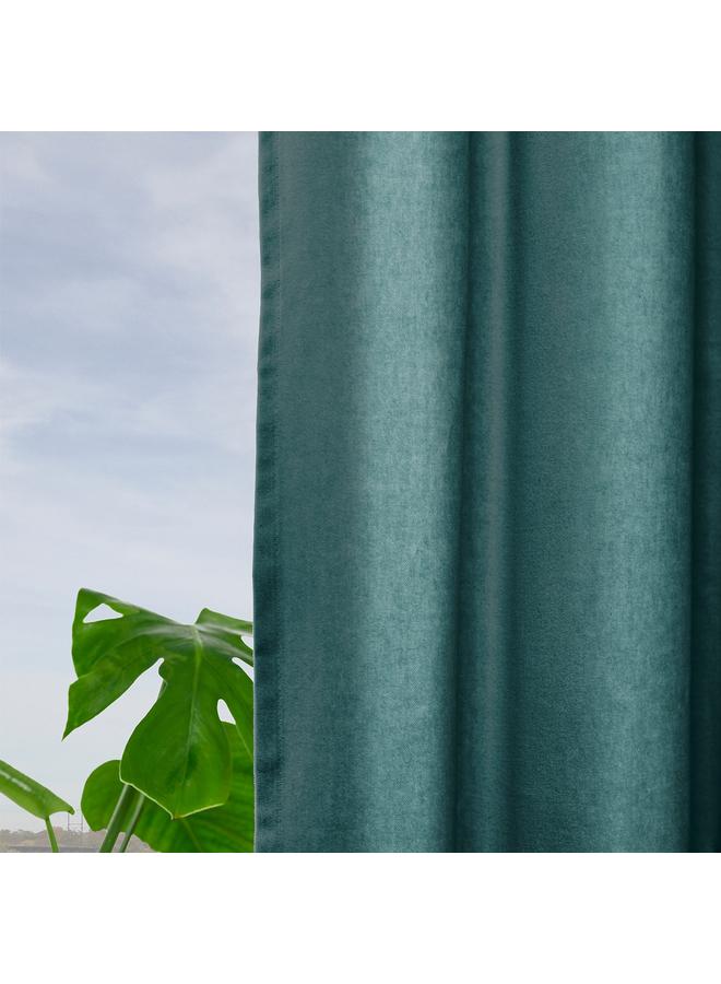 Zaboon Curtains, 1 pair, with heading tape/dark grey-turquoise, 140x300 cm - Image 4