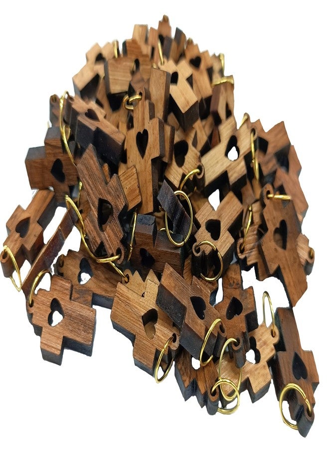 Zuluf Olive Wood Charms / Pendants, Wood Leather Metal - Image 1